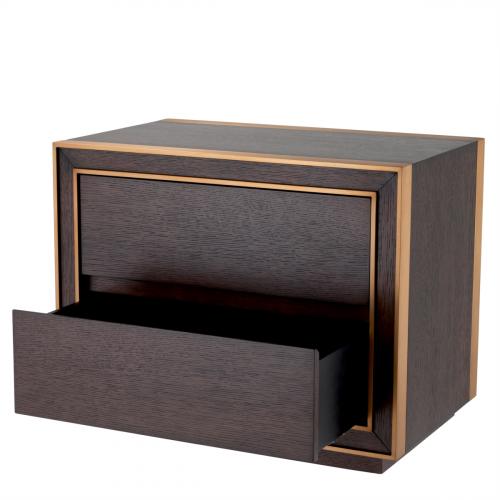 Luxury Art Deco Brass/Brown Oak Veneer Nightstand by Luxury Group International