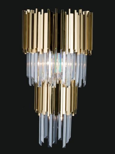 Luxuriöse Art Deco Gold Mehrstufige Kristall-Wandlampe von Luxury Group International