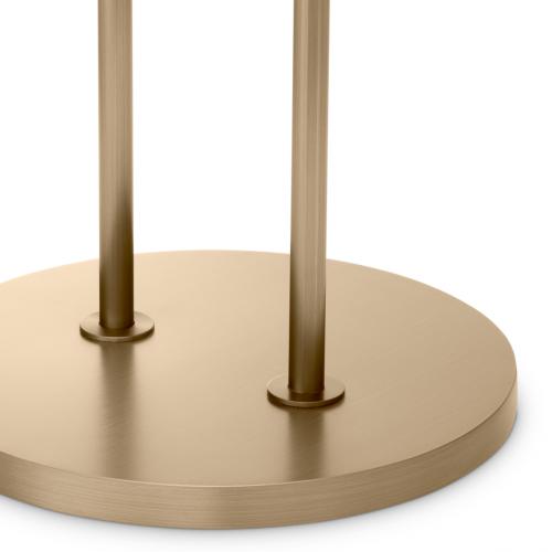 Luxury Art Deco Round White Marble Top Brushed Brass Side Table with Handle by Luxury Group International