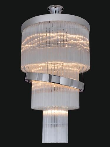 Luxuriöser Art-déco-Spiral-Kristall-Kronleuchter mit verchromten, gestuften LED-Ebenen von Luxury Group International