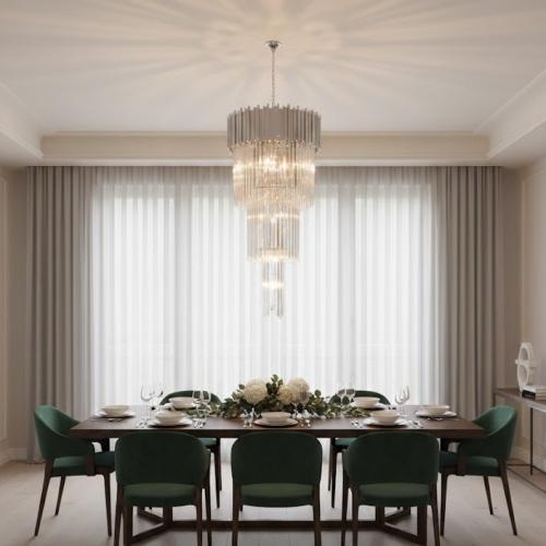 Luxus Art Deco abgestufte Kristall Kaskade Kronleuchter von Luxury Group International