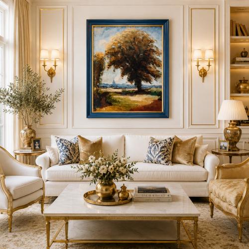 Luxus Herbstliche Baum-Wandkunst mit Vintage Europäischem Landschaftsdesign von Luxury Group International