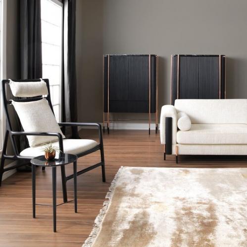 Buffet de bar de luxe Noir / Noir mat / Cuivre 104 x 52 x H. 150 cm par Luxury Group International