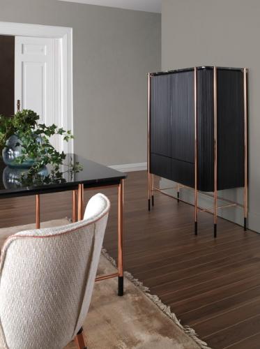 Buffet de bar de luxe Noir / Noir mat / Cuivre 104 x 52 x H. 150 cm par Luxury Group International