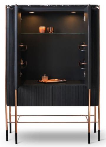 Buffet de bar de luxe Noir / Noir mat / Cuivre 104 x 52 x H. 150 cm par Luxury Group International