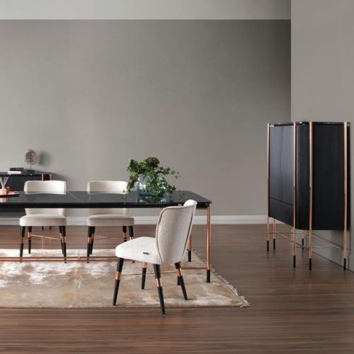 Buffet de bar de luxe Noir / Noir mat / Cuivre 104 x 52 x H. 150 cm par Luxury Group International