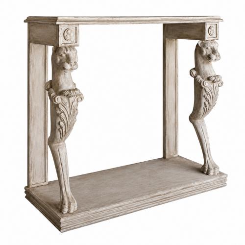 Luxury Baroque Console Table with Sculpted Lion Legs and Antique Finish by Luxury Group International