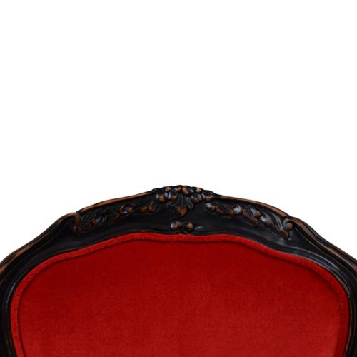 Luxury Baroque Dining Chair with Red Velvet Upholstery in Black Wood Frame - Dining Room Furniture Detail View by Luxury Group International