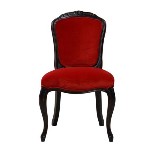 Luxury Baroque Dining Chair with Red Velvet Upholstery in Black Wood Frame - Dining Room Furniture Front View by Luxury Group International