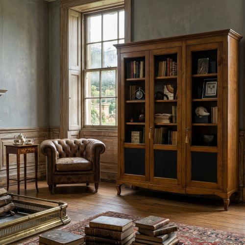 Luxury Baroque Display Cabinet with Triple Glass Door Panels - Baroque Furniture Lifestyle View by Luxury Group International