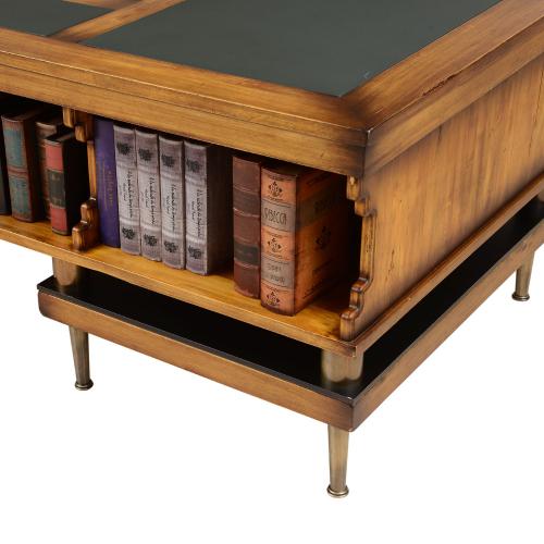 Escritorio Ejecutivo de Biblioteca Barroco de Lujo con Incrustación de Cuero y Estantería Abierta Vista detalle por Luxury Group International