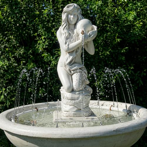 Luxury Baroque Female Sculpture Water Fountain with Cascading Basin Design - Baroque Fountain Front View by Luxury Group International
