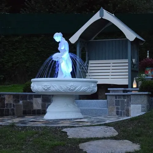 Luxury Baroque Female Sculpture Water Fountain with Radiating Jet System in Circular Basin - Baroque Fountain Side View by Luxury Group International
