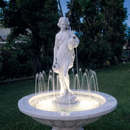 Luxury Baroque Garden Water Fountain with Female Statue & Flowing Vessel Streams - Baroque Fountain Front View by Luxury Group International
