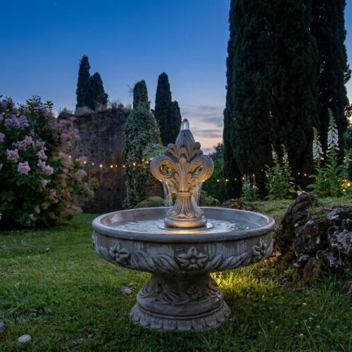 Luxury Baroque Lily Crest Water Fountain with Sculpted Basin & Base - Baroque Fountain by Luxury Group International