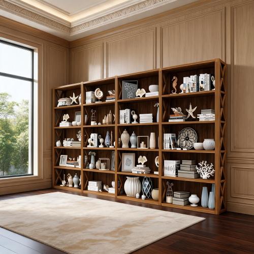 Luxury Baroque Multi-Tier Open Display Shelve Cabinet with Geometric Side Panels - Baroque Furniture Lifestyle View by Luxury Group International
