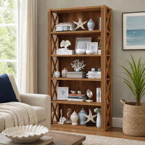 Luxury Baroque Open Frame Shelve Cabinet with Geometric Side Panels - Baroque Furniture Lifestyle View by Luxury Group International