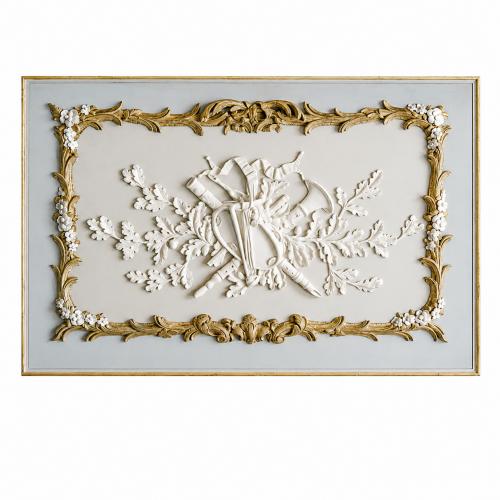 Luxury Baroque Decorative Wall Art Panel with Musical Motif Relief & Gold Accents by Luxury Group International