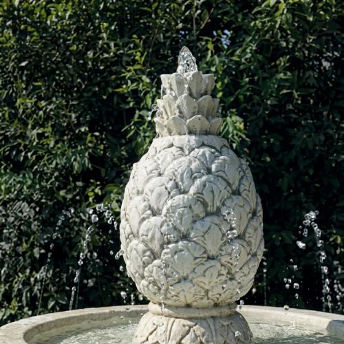 Luxury Baroque Pineapple Sculpture Water Fountain with Circular Basin Design - Baroque Fountain Detail View by Luxury Group International