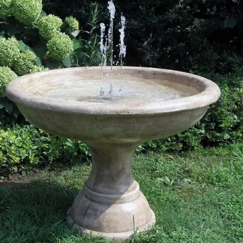 Luxury Baroque Plate Basin Water Fountain with Multi Jet Flow & Pedestal Base - Baroque Fountain Front View by Luxury Group International