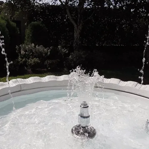 Luxury Baroque Scalloped Edge Circular Water Fountain with Multi-Jet Center Display - Baroque Fountain Detail View by Luxury Group International