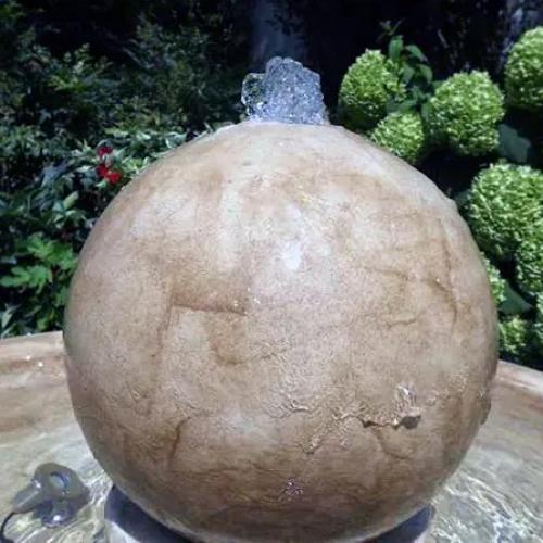 Luxury Baroque Sphere Water Fountain with Circular Basin & Pedestal Base - Baroque Fountain Detail View by Luxury Group International