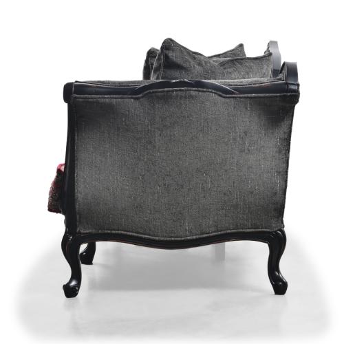 Sofá Barroco de Lujo de Tres Plazas con Madera Tallada en Acabado Lacado Negro - Muebles para Sala de Estar Vista lateral por Luxury Group International