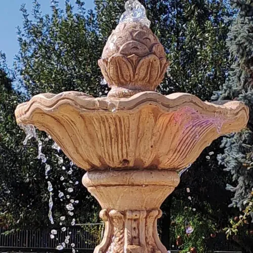 Luxury Baroque Water Fountain with Triple Tier Basins & Ornamental Finial Crown - Baroque Fountain Detail View by Luxury Group International