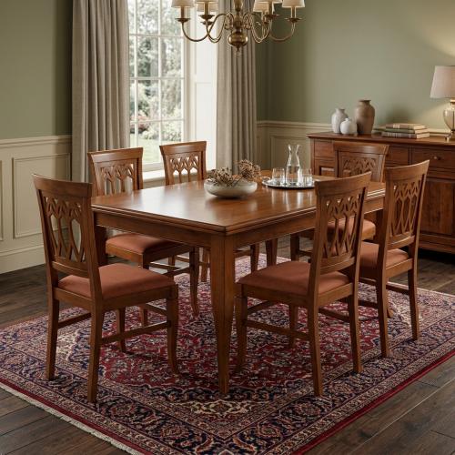Luxury Baroque Wooden Dining Room Set - 1 Rectangular Table & 6 Chairs - Baroque Dining Room Set Lifestyle View by Luxury Group International