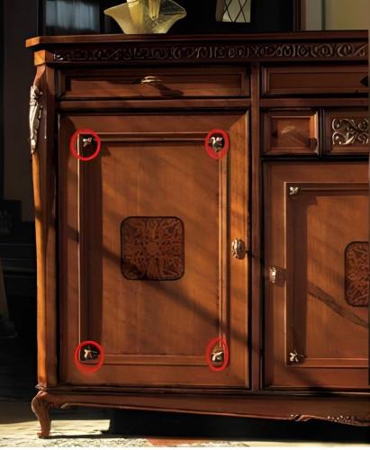 Luxury Baroque Wooden Dresser with Decorative Carved Trim - 3 Doors Cabinet with 5 Drawers Front View by Luxury Group International