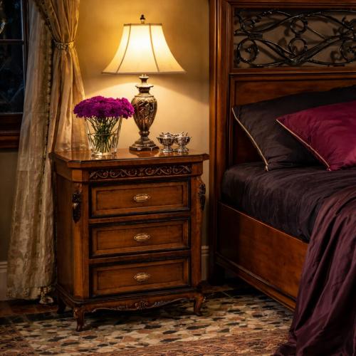 Comodino Barocco di Lusso in Legno con Tre Cassetti - Mobili Barocchi Vista lifestyle di Luxury Group International