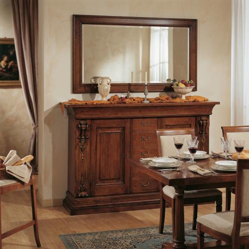 Buffet Baroque de Luxe en Bois avec Armoire à Double Porte et Rangement Multi-Tiroirs - Meuble de Salon Vue lifestyle par Luxury Group International