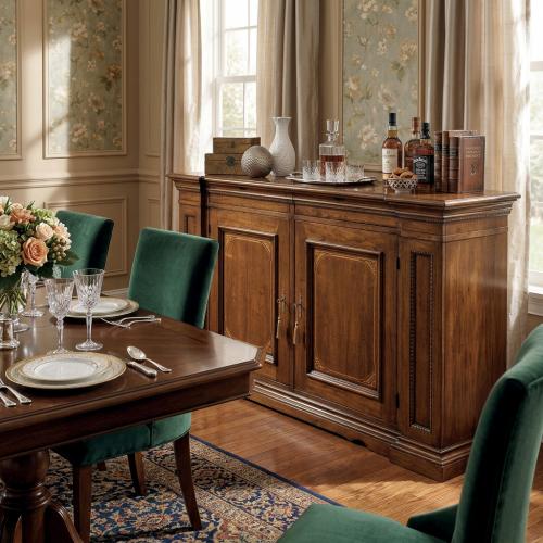 Credenza Barocca di Lusso in Legno con Ante a Pannello e Dettagli Classici a Cornice - Mobili Barocchi Vista lifestyle di Luxury Group International
