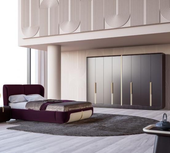 Armadio di Lusso per Camera da Letto con 8 Ante Nero / Ottone 350 x 60 x H. 238 cm di Luxury Group International