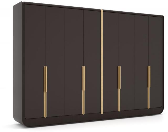 Armadio di Lusso per Camera da Letto con 8 Ante Nero / Ottone 350 x 60 x H. 238 cm di Luxury Group International