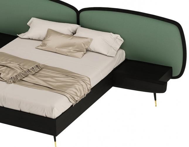 Luxury Bedroom Set Green / Black - 1 Double Bed with Headboard & 2 Bedside Tables - Luxury Bed by Luxury Group International