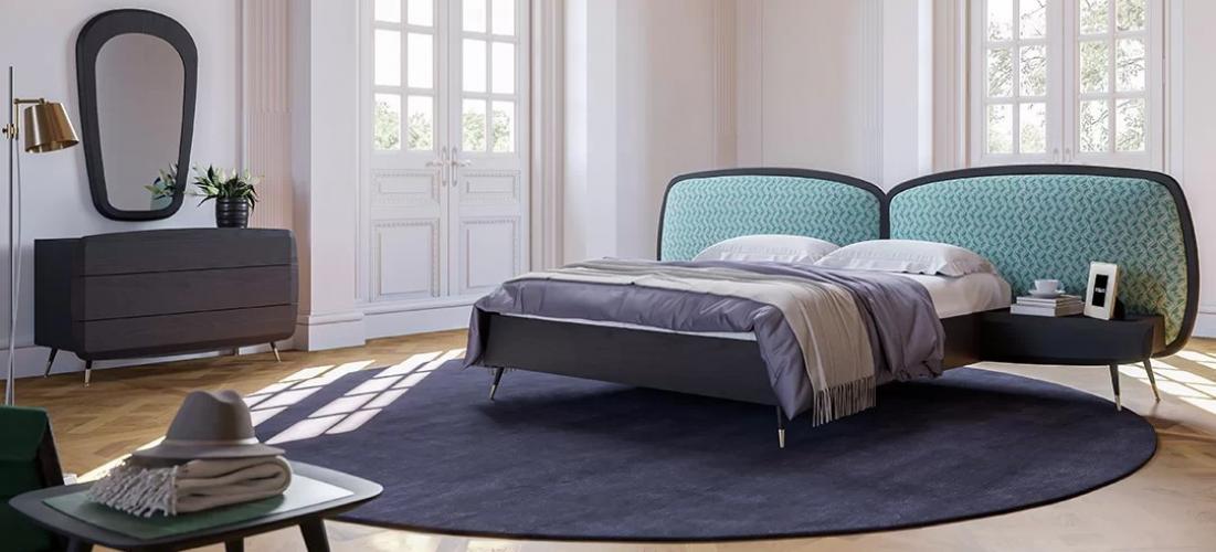 Luxury Bedroom Set Green / Black - 1 Double Bed with Headboard & 2 Bedside Tables - Luxury Bed by Luxury Group International