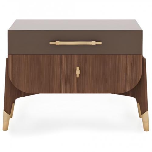 Luxury bedside table brown / dark brown 49 x 54 x H. 51 cm - Solid wood nightstand with 2 drawers Front View by Luxury Group International