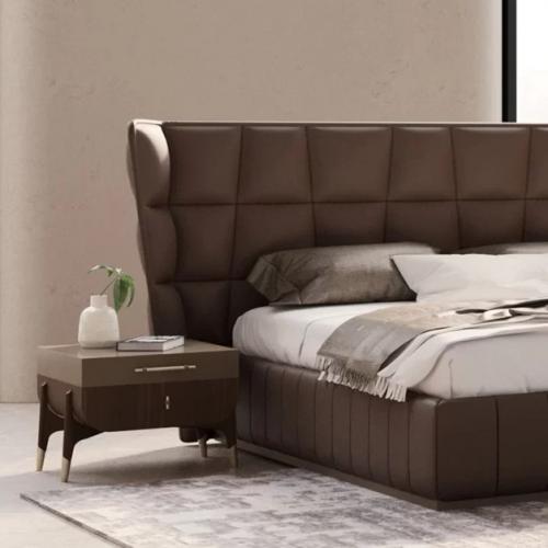 Luxury bedside table brown / dark brown 49 x 54 x H. 51 cm - Solid wood nightstand with 2 drawers Lifestyle View by Luxury Group International