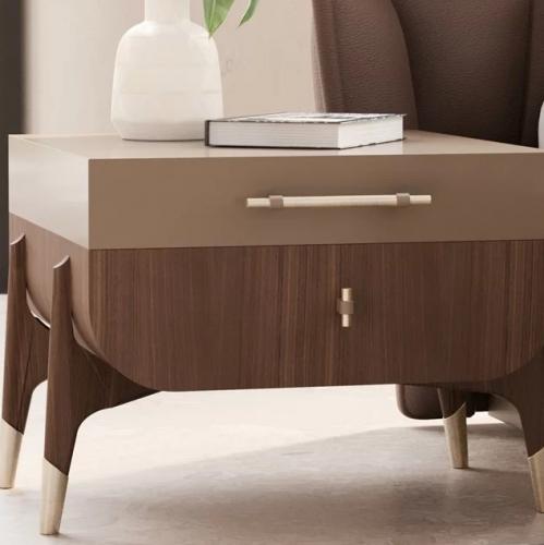 Luxury bedside table brown / dark brown 49 x 54 x H. 51 cm - Solid wood nightstand with 2 drawers by Luxury Group International