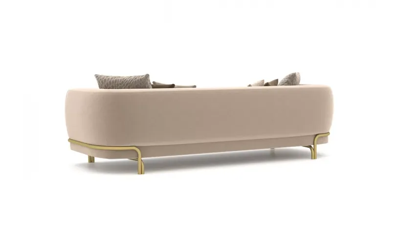 Luxury Beige Curved 3 Seater Golden Base Modern Designer Living Room Sofa - Luxury Sofa by Luxury Group International