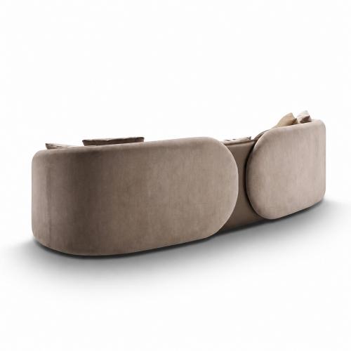 Luxus Beige Geschwungenes Ledersofa mit Skulpturalem Italienischem Zeitgenössischem Design von Luxury Group International