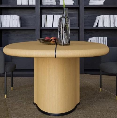 Luxury Beige Oval Oak Veneer Wooden Dining Table by Luxury Group International