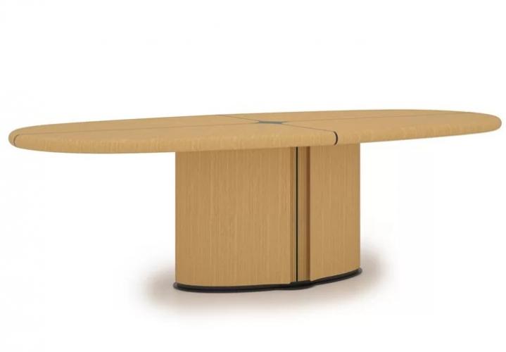 Luxury Beige Oval Oak Veneer Wooden Dining Table by Luxury Group International