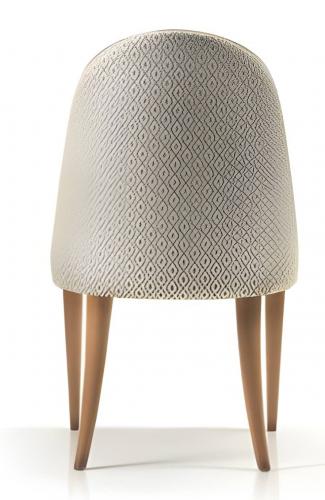Luxury Beige Upholstered Curved Backrest Dining Chair in Polished Wooden Legs with Textured Pattern Back by Luxury Group International
