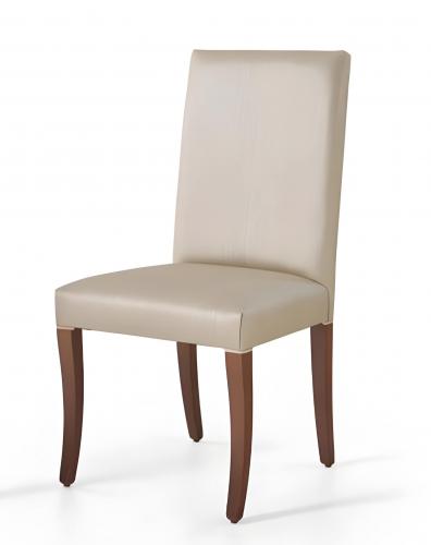 Luxury Beige Upholstered High Back Dining Chair with Walnut Wood Legs by Luxury Group International