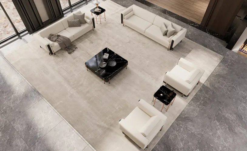 Luxury Beige Upholstered Modern Sofa with Black Metal Arm Accents & Designer Cushion Set-Luxury sofa by Luxury Group International