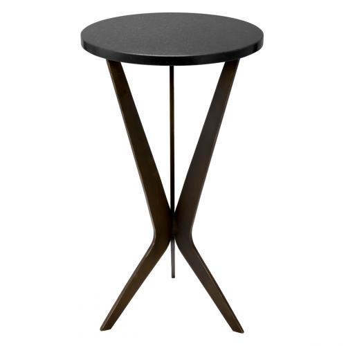 Luxury Black/Bronze Granite Round Side Table by Luxury Group International