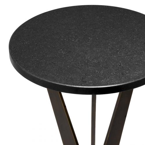 Luxury Black/Bronze Granite Round Side Table by Luxury Group International