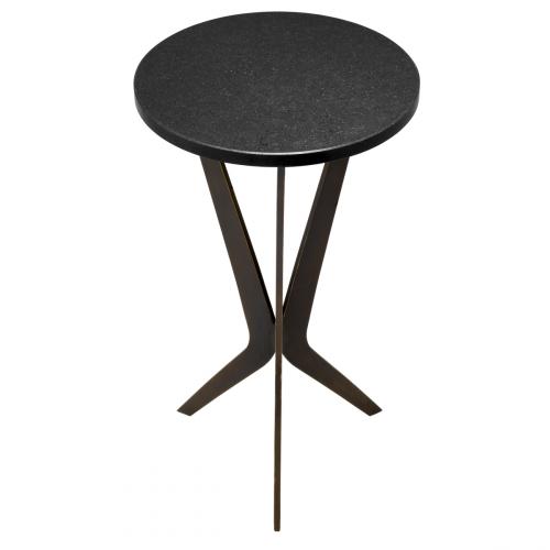 Luxury Black/Bronze Granite Round Side Table by Luxury Group International